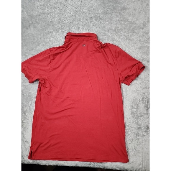 Travis Mathew Polo Shirt Mens Large Red Striped Golf Tennis Performance Casual - Picture 8 of 13